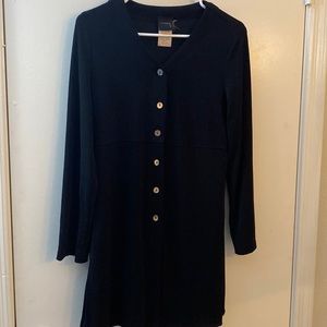 Simple Long Sleeved Black Dress, Size:S